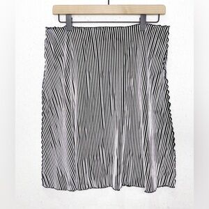 Haystack A-Line Lettuce Edge Striped Black White Skirt Made in USA